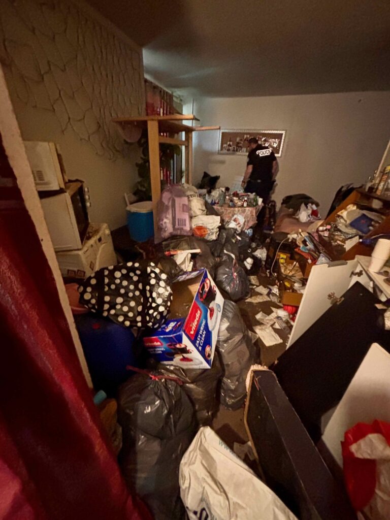 Mobilier et objets stockés avant le tri sur place par Sansolia